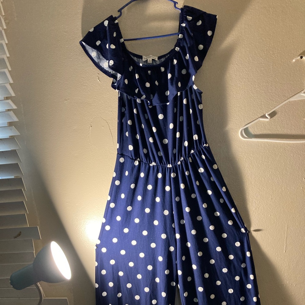 Poka dot blue romper
